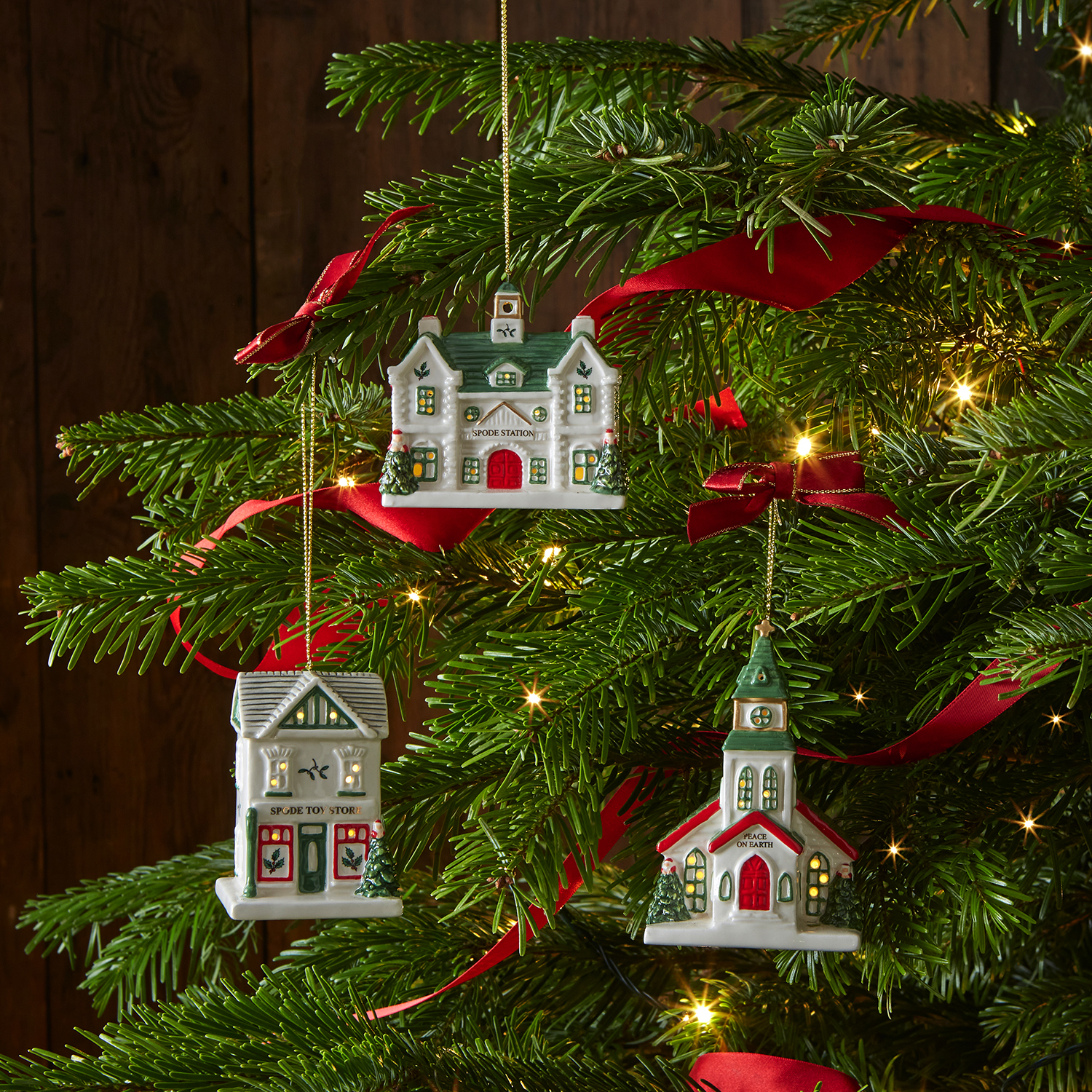 Christmas Village Train Station LED Ornament image number null